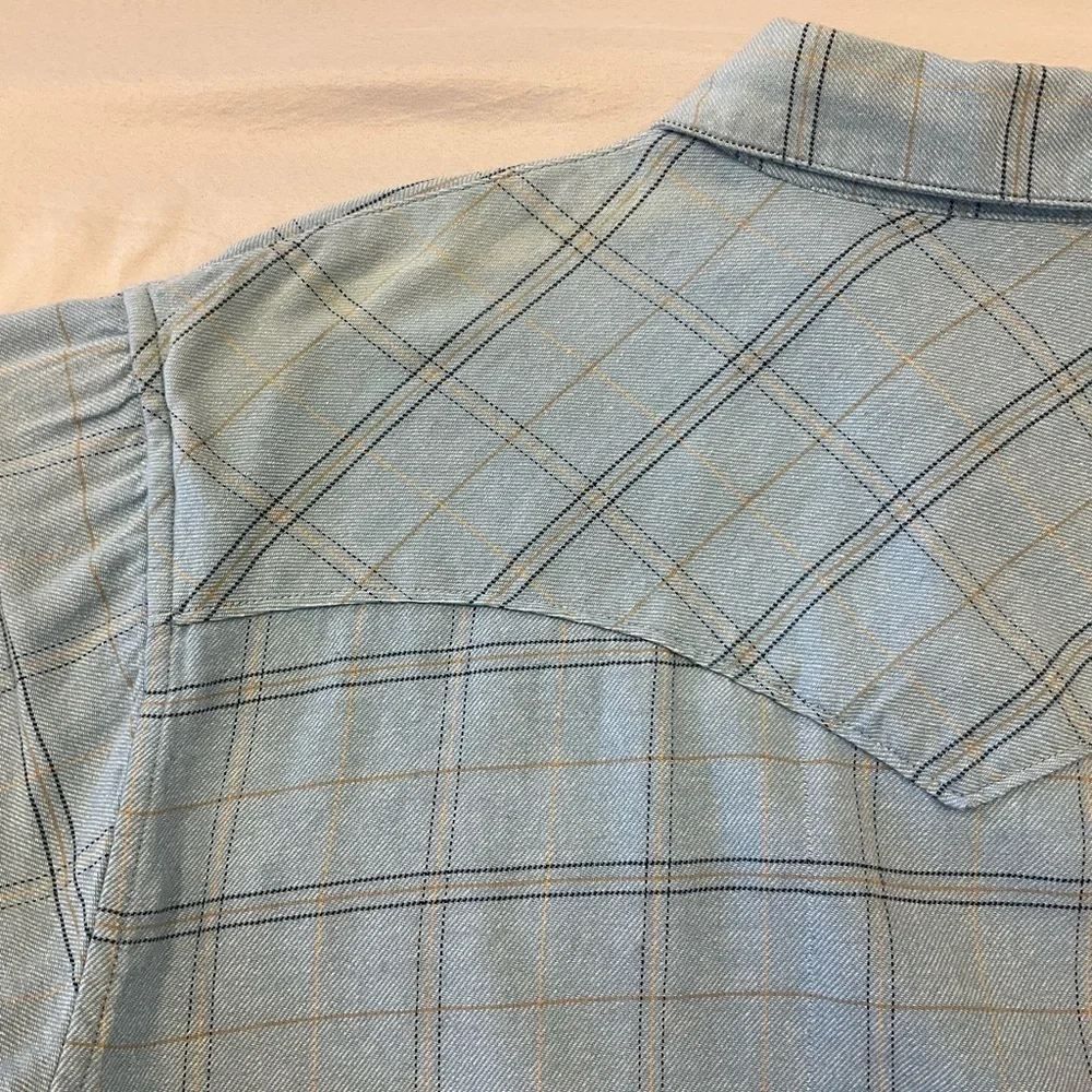 RESISTOL Double R Blue Plaid Button Front Long Sleeve Shirt, sz MD - Picture 9 of 11